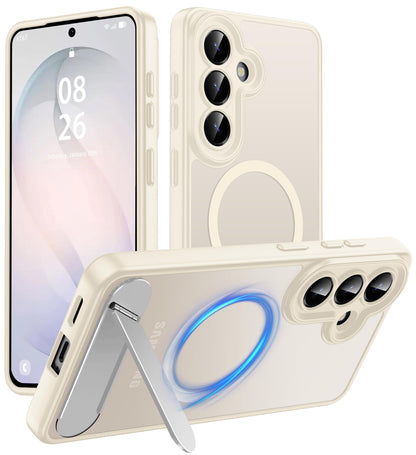 Magnetic Compatible with iPhone 16 Case, [Built-in Kickstand][Full Camera Protection][Compatible with MagSafe][Anti-Fingerprint] Shockproof Phone Case for iPhone 16 6.1",Brown