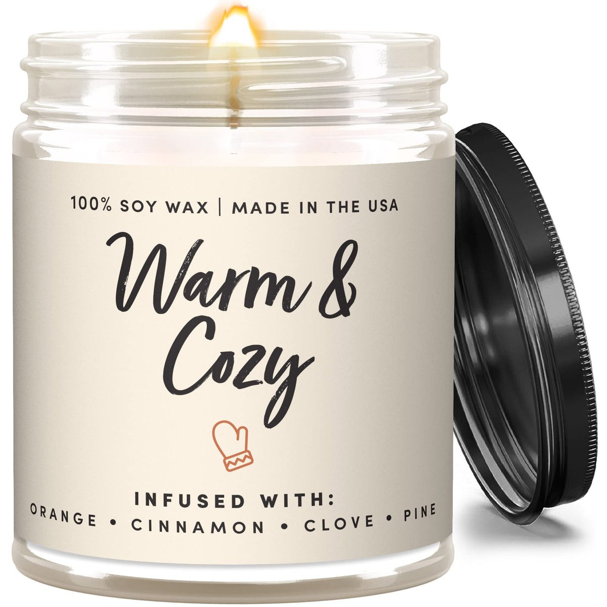 Wax & Wit Fall Candles for Home Scented – Apple, Cinnamon, Clove, Orange – Perfect Home Décor Gifts for Autumn, Holiday, Christmas, Winter - 9oz, Soy Wax, 50 Hour Burn