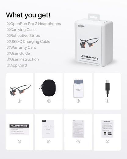 SHOKZ OpenRun Pro 2 Bone Conduction Bluetooth Sport Headphones, Black