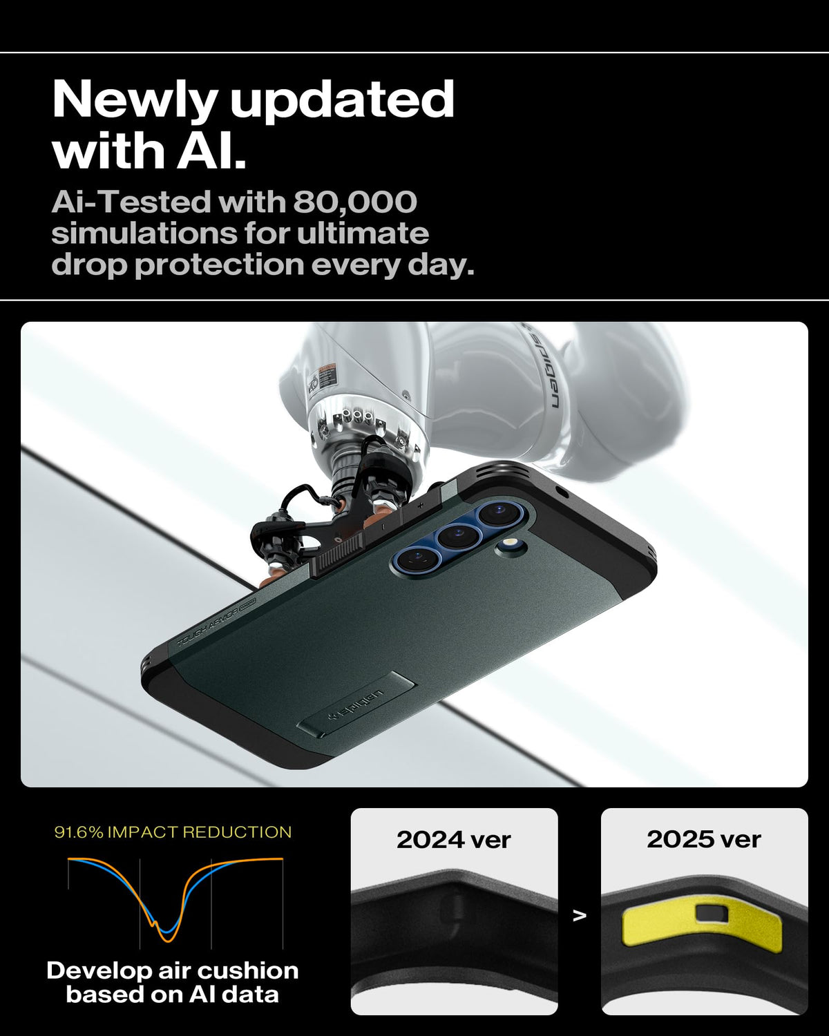 Spigen for Galaxy S26 Case, Tough Armor MagFit [Kickstand] [Compatible with MagSafe] [Military-Grade Protection] - Black