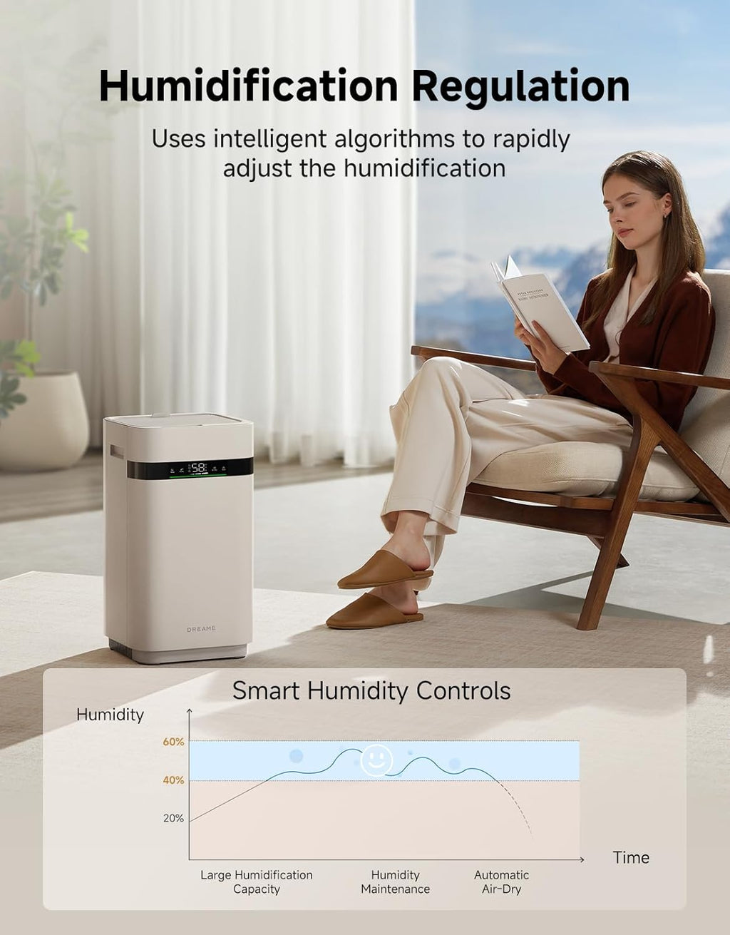 Dreame H40 Mist-Free Humidifier, 3-Stage Purification for Comfotable Air