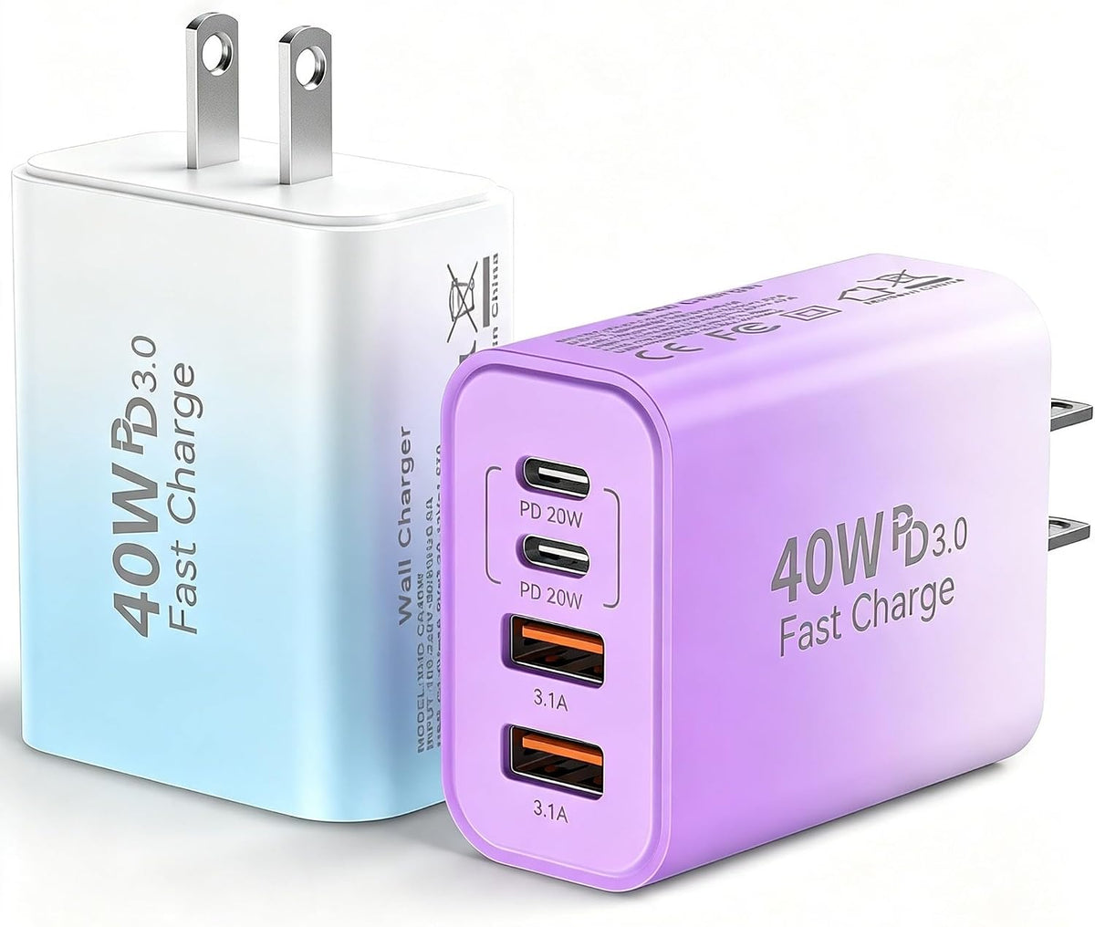 USB C Wall Charger Block, 40W USB Type C iPhone Charger Fast Charging Block