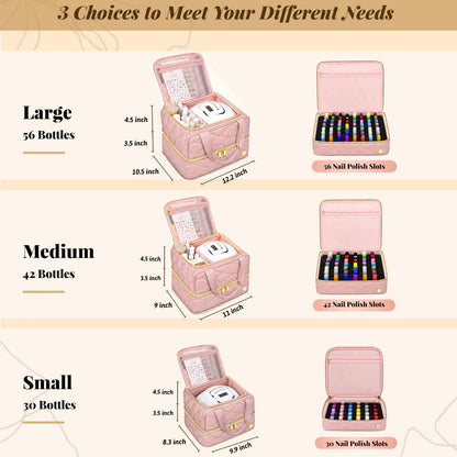 YOREPEK Nail Polish Bag Organizer Case Holds 56+ Bottles (15ml/0.5 fl.oz)