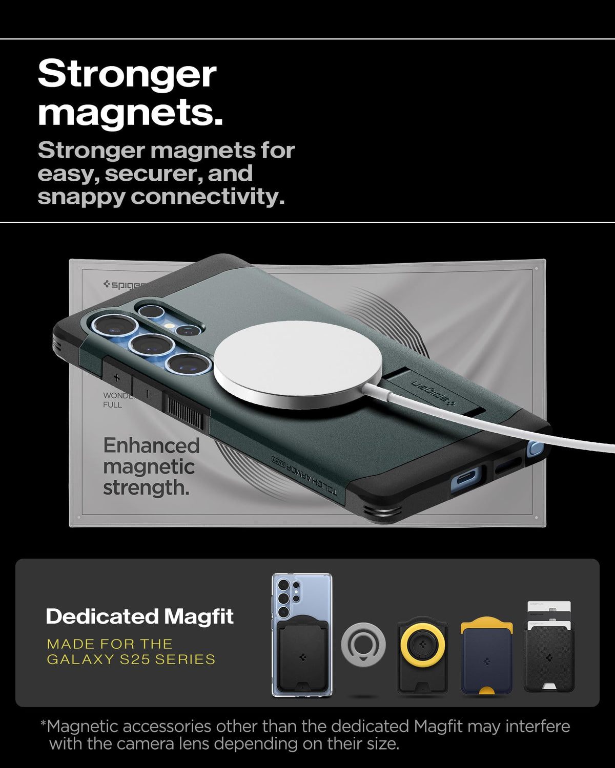 Spigen for Galaxy S26 Case, Tough Armor MagFit [Kickstand] [Compatible with MagSafe] [Military-Grade Protection] - Black