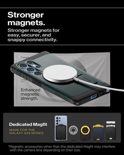 Spigen for Galaxy S26 Case, Tough Armor MagFit [Kickstand] [Compatible with MagSafe] [Military-Grade Protection] - Black
