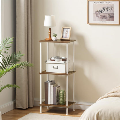 HOOBRO End Table, Small Side Table, Nightstand with 2-Layer Storage Shelves, Sofa Table for Small Spaces, Living Room, Bedroom, Stable Frame, Easy Assembly, Rustic Brown BF09BZ01