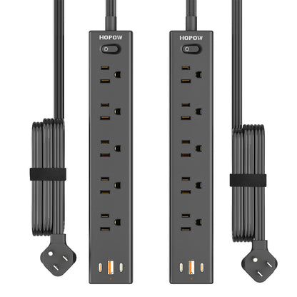 5 Outlets 2 Prong Power Strip with 3USB, 6FT Extension Cord for Old House