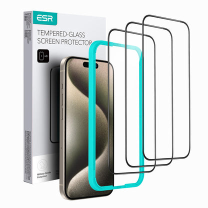 ESR 3 Pack for iPhone 17/iPhone 16 Pro Screen Protector, Align Frame