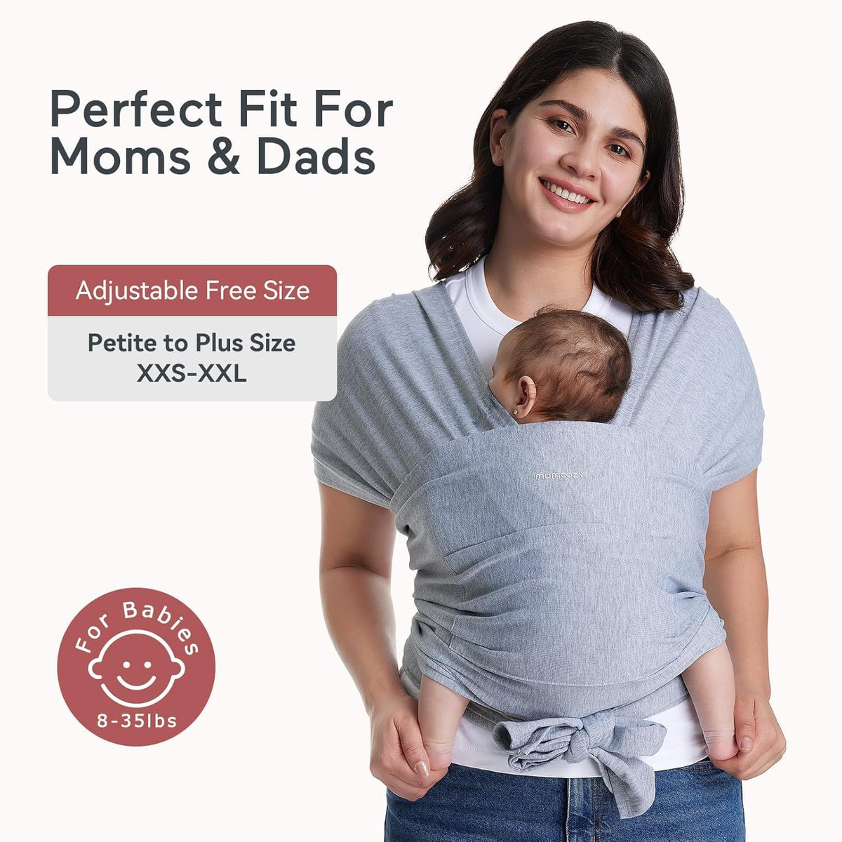 Momcozy Baby Wrap Carrier, Easy-On 2-Piece Design, Newborn to 33 lb