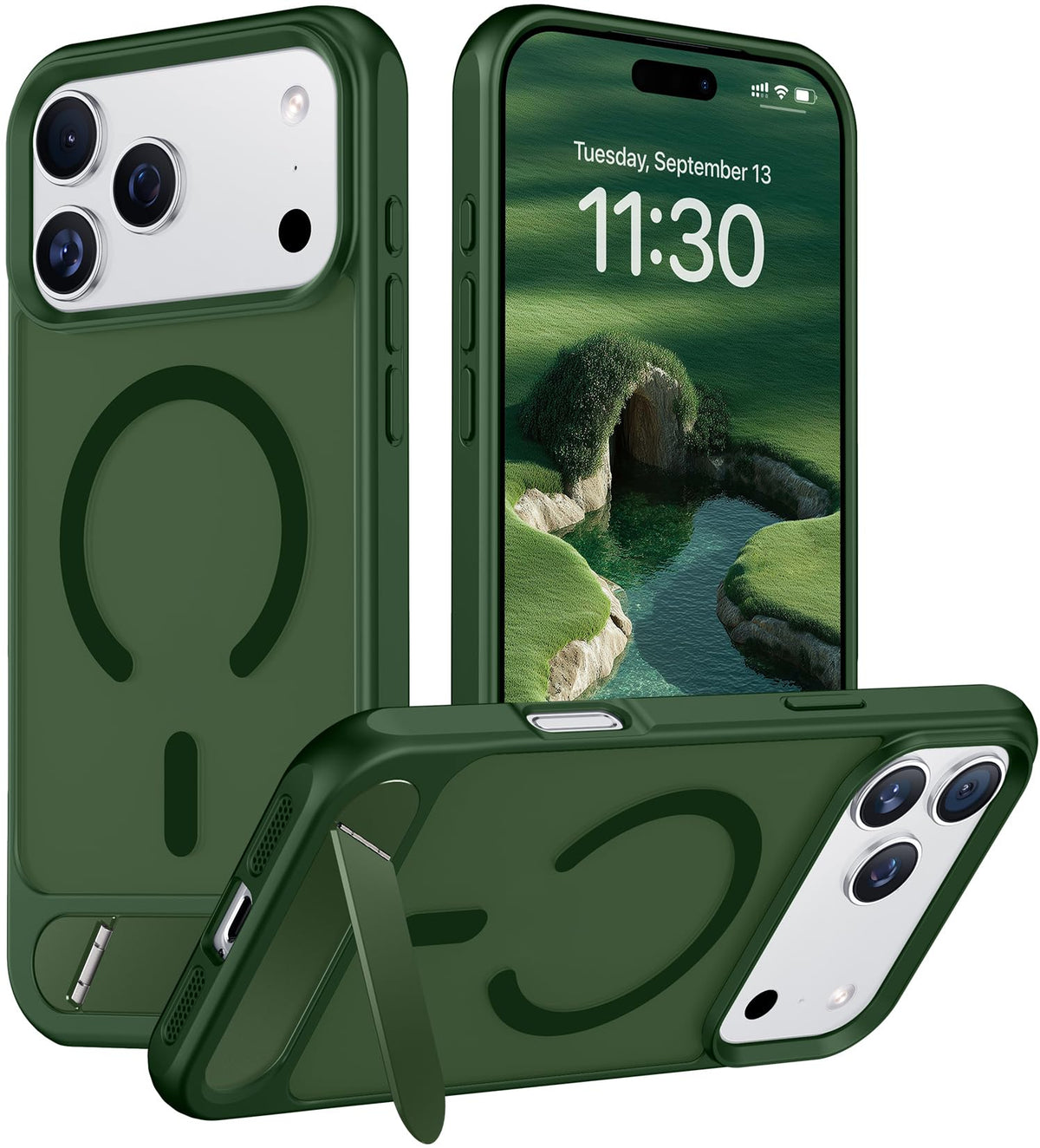 Temdan Magnetic Compatible with iPhone 16 Pro Max Case, [Built-in Invisible Kickstand][Compatible with MagSafe] [Military Grade Shockproof] Slim Translucent Matte Phone Case for iPhone 16 Pro Max 6.9"