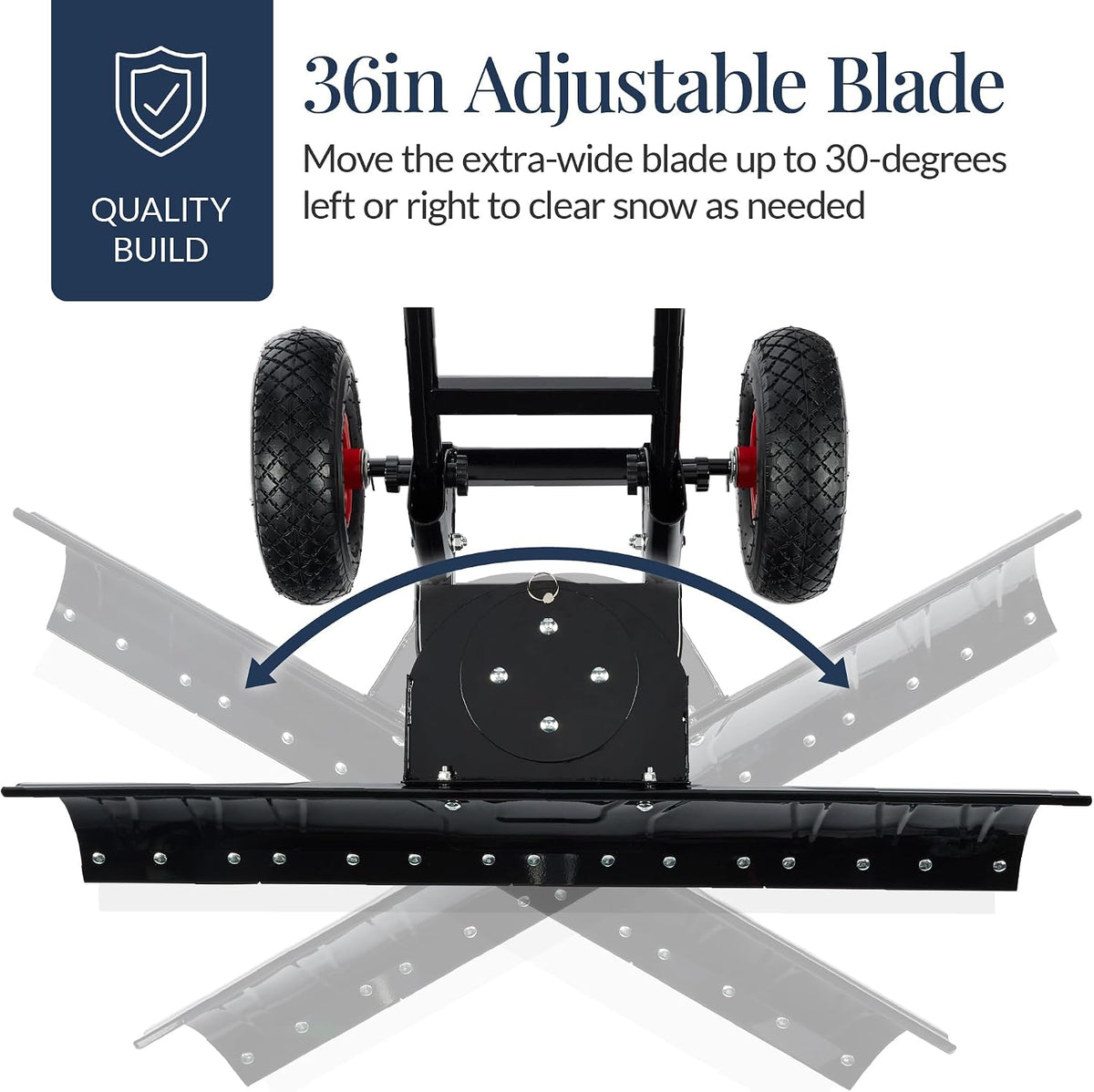 Best Choice Products 36in Heavy-Duty 2-Wheel Snow Pusher Hand Plow - Black