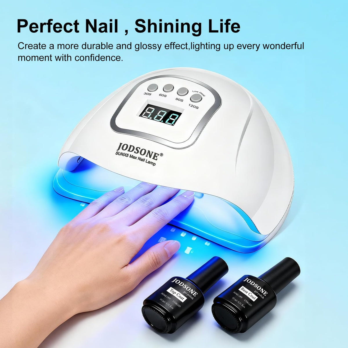 JODSONE Gel Nail Kit,210Pcs BS-74 Short Almond Nail Tips with U V Light