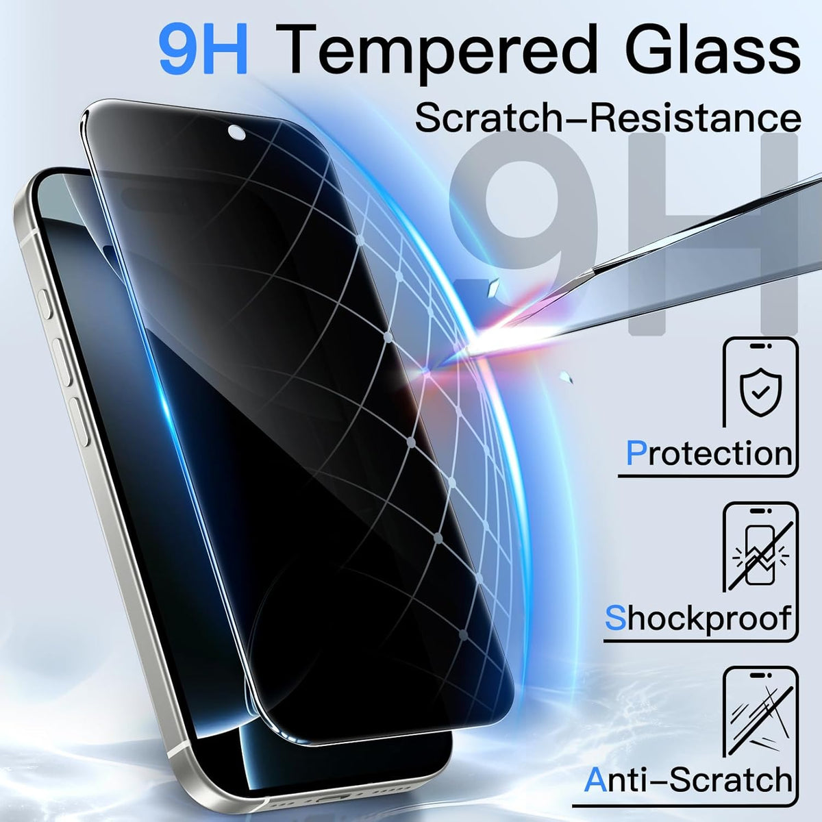 JETech Privacy Screen Protector for iPhone 16 Pro Max, 2-Pack