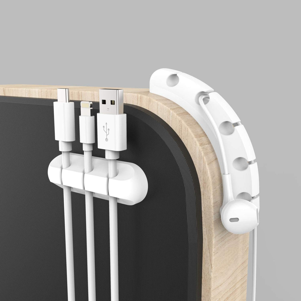 Cord Organizer for Desk, White Cable Organizer Cable Clips 2 Pack
