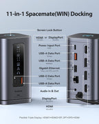 Baseus Spacemate Docking Station, 11-in-1 USB-C Dock for Windows Laptop, Baseus 100W USB C Charger Block, 3-Port Foldable Compact PPS Wall Charger