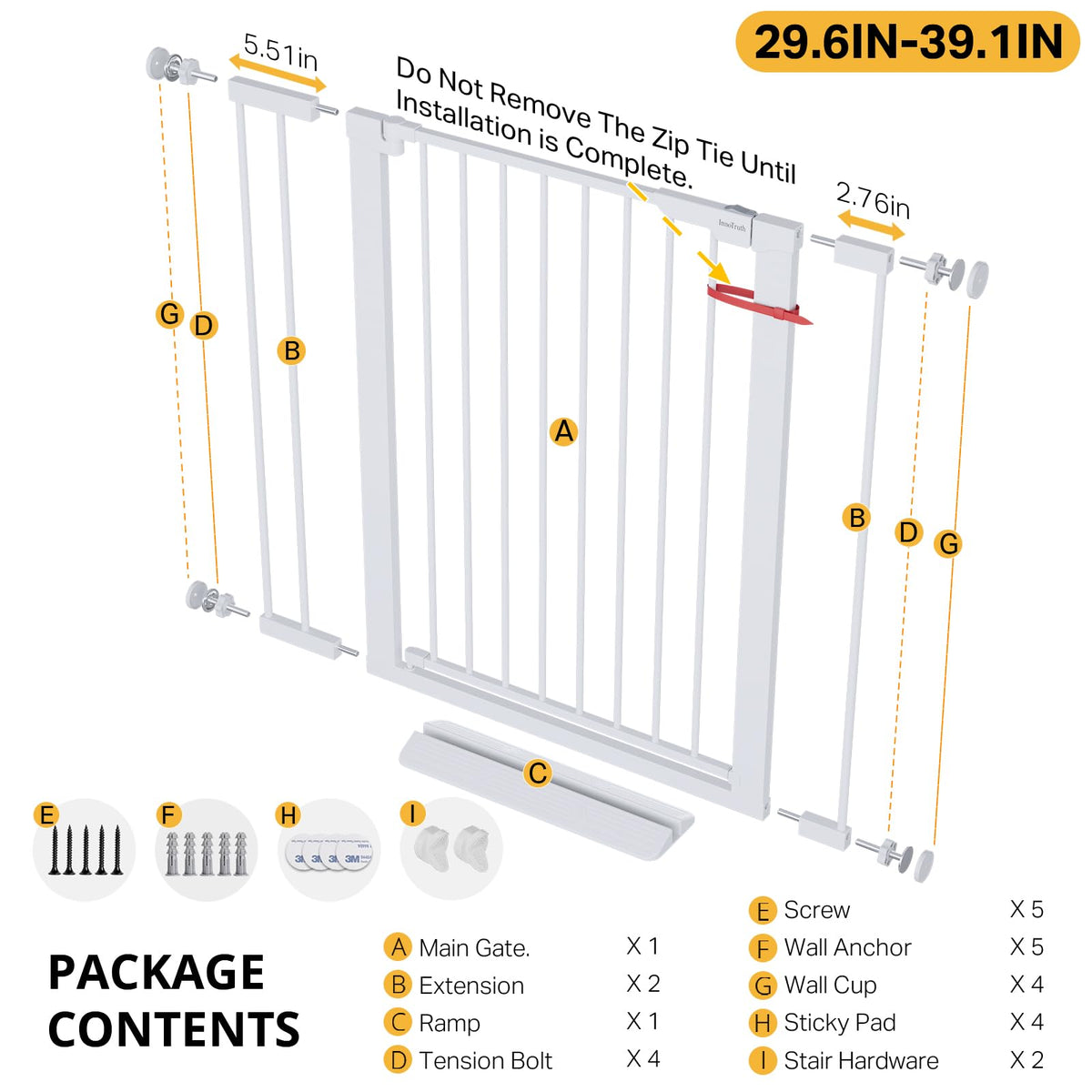 InnoTruth 27-36.6 in Wide Baby Gate for Stairs and Doorways, Black
