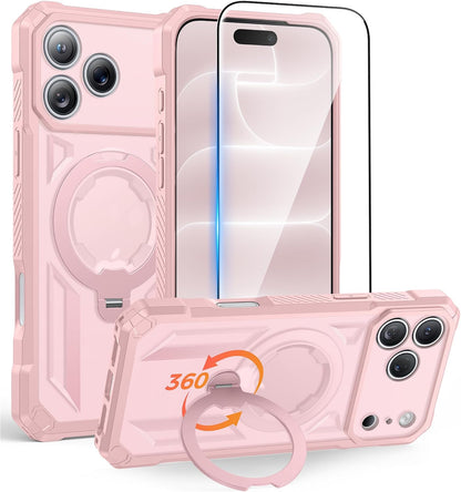FNTCASE for iPhone 17 Case with 360 Spin Magnetic Stand