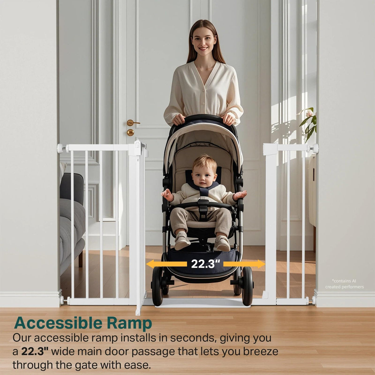 Cumbor 29.7-51.5 in Extra Wide Baby Gate for Stairs, Dog Gate Indoor Black
