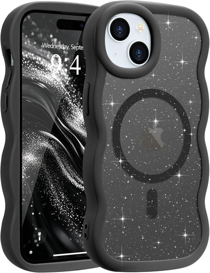 Pepmune for iPhone 16 Pro Max Case Curly Wavy Frame Translucent, Burgundy
