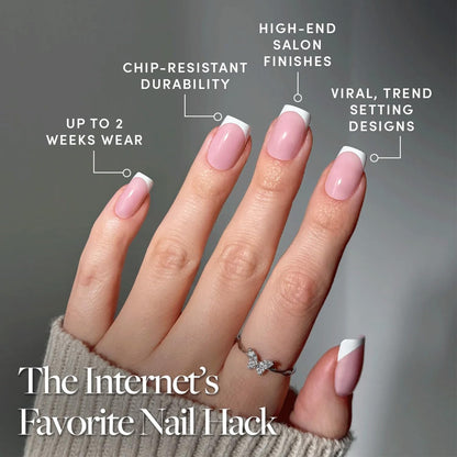 Glamnetic Press On Nails, Short Almond Glossy, Fake Nails 24pc Nail Kit
