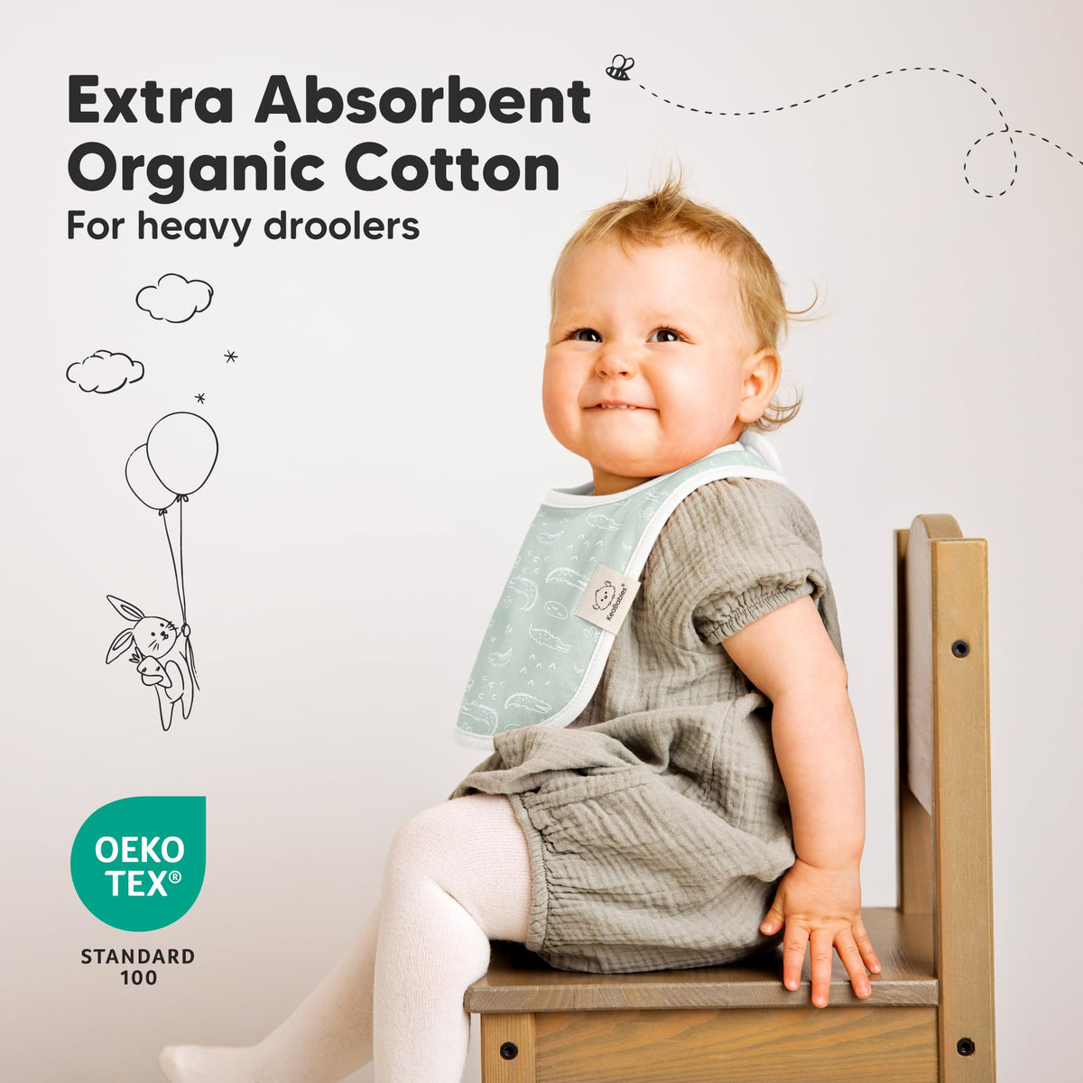 KeaBabies 8-Pack Organic Baby Bibs for Drooling and Teething (Sweet Charm)