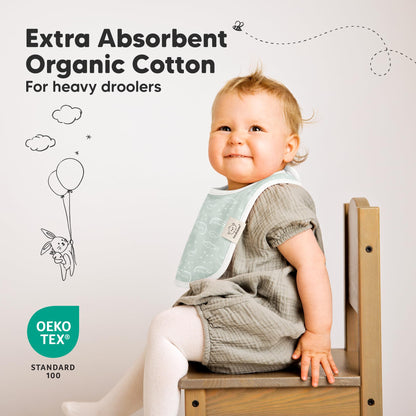 KeaBabies 8-Pack Organic Baby Bibs for Drooling and Teething (Sweet Charm)