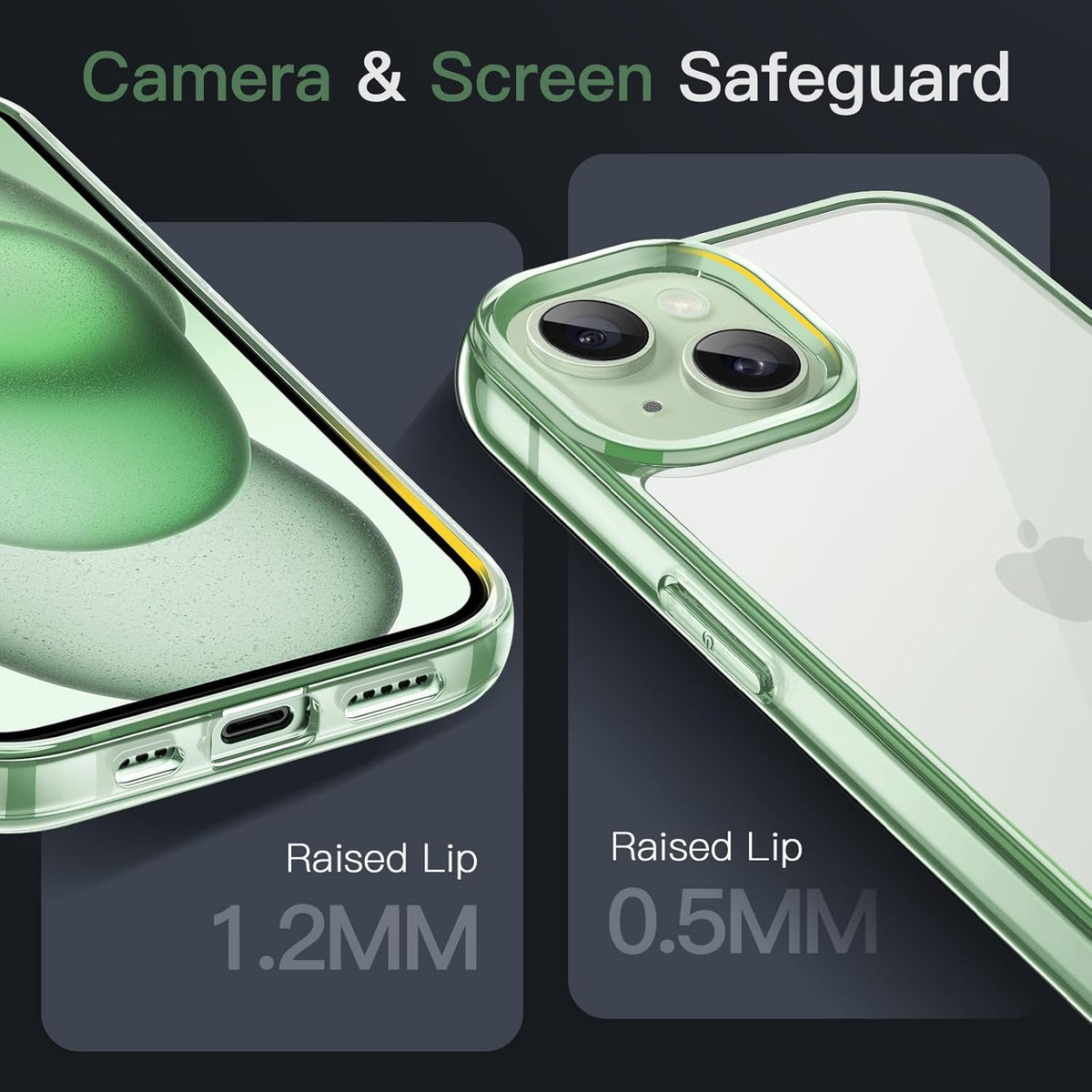 JETech Case for iPhone 15, Anti-Yellowing, Green