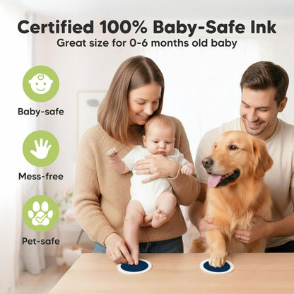 4pk Inkless Baby Hand and Footprint Kit, Mess Free Ink Pads (Jet Black, R)