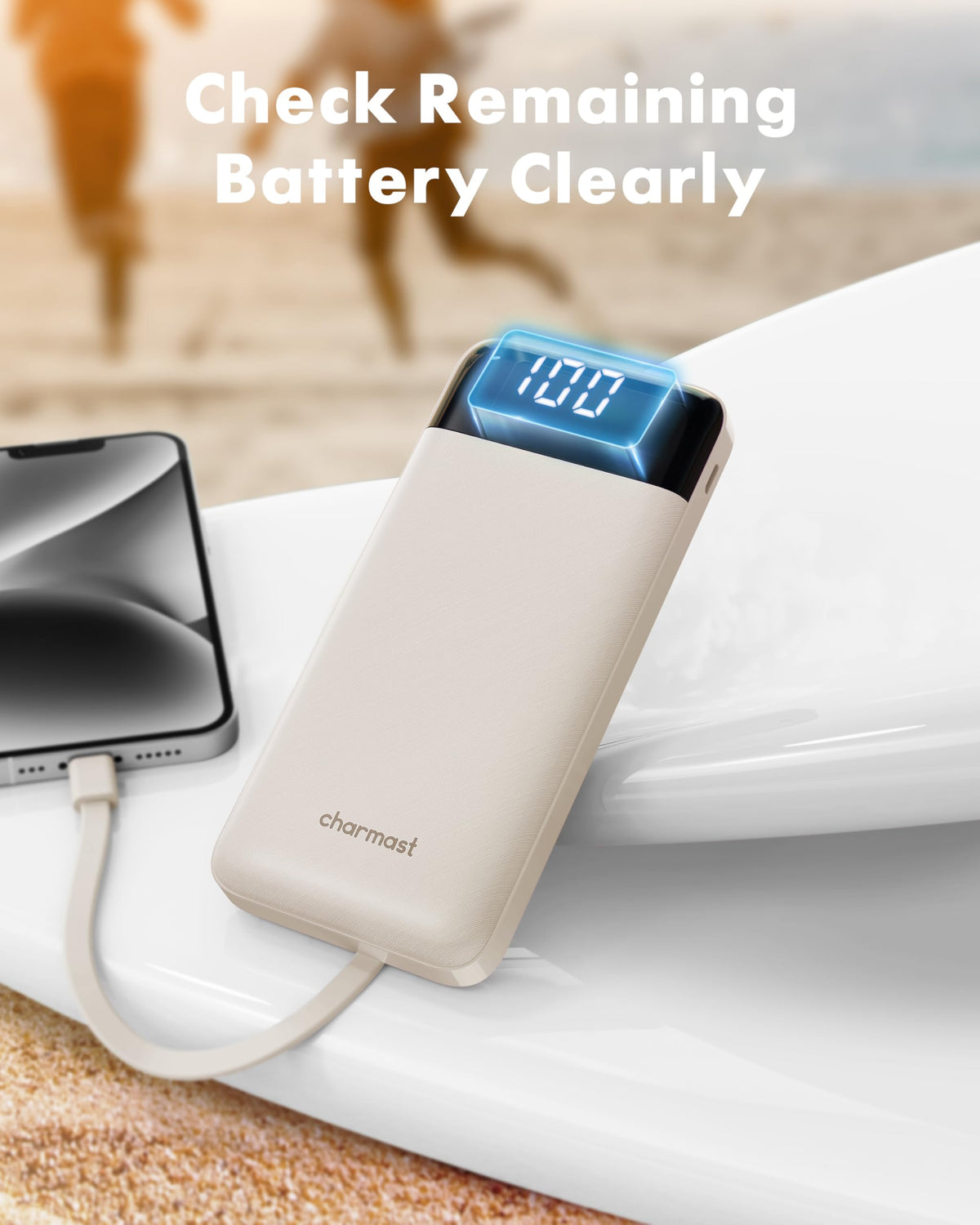 charmast Portable Charger Power Bank with Reinforced Built-in 4 Cables