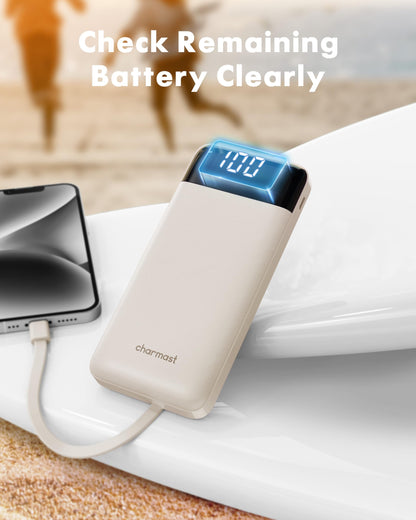 charmast Portable Charger Power Bank with Reinforced Built-in 4 Cables