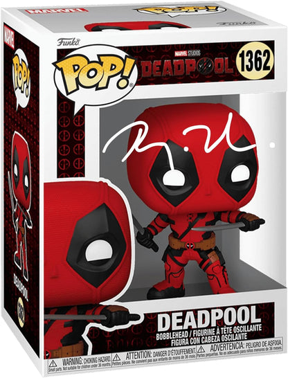 Ryan Reynolds Deadpool 3#1362 Facsimile Signed Reprint Laser Autographed Funko POP! Movies Marvel Universe Figurine with Protector Case