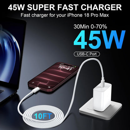 Phone 18 17 Pro Max Charger Fast Charging 45W USBC Phone Duo Fast Charger