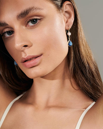 Handmade Dangle Drop Birthstone Earrings 14K Gold - Plated Hypoallergenic Lightweight & Comfortable Elegant Gemstone Earrings for Women