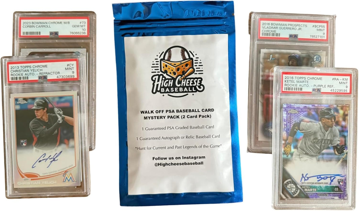 High Cheese Baseball Walk Off Mystery Pack - 2 Cards, 1 PSA Graded & 1 Autograph/Relic Ungraded