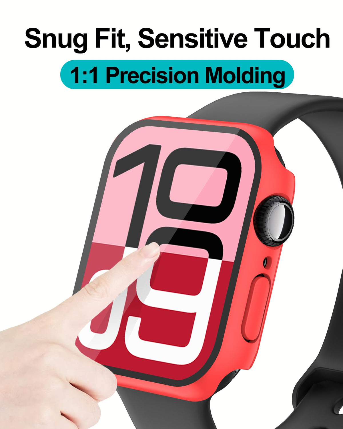 Smiling 2 Pack Case Compatible with Apple Watch Series 9 (2023)/Series 8 /Series 7 45mm with Tempered Glass Screen Protector, Hard PC Case Overall Protective Cover- Starlight