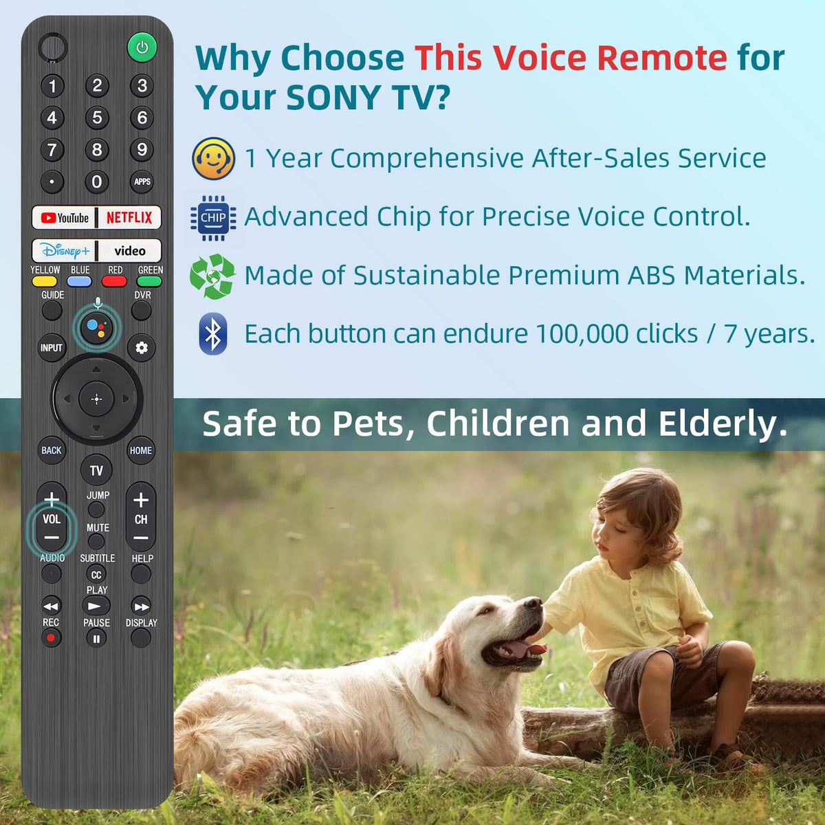 Rechargeable TV Remote for Samsung Smart TVs. Replacement Voice Remote.