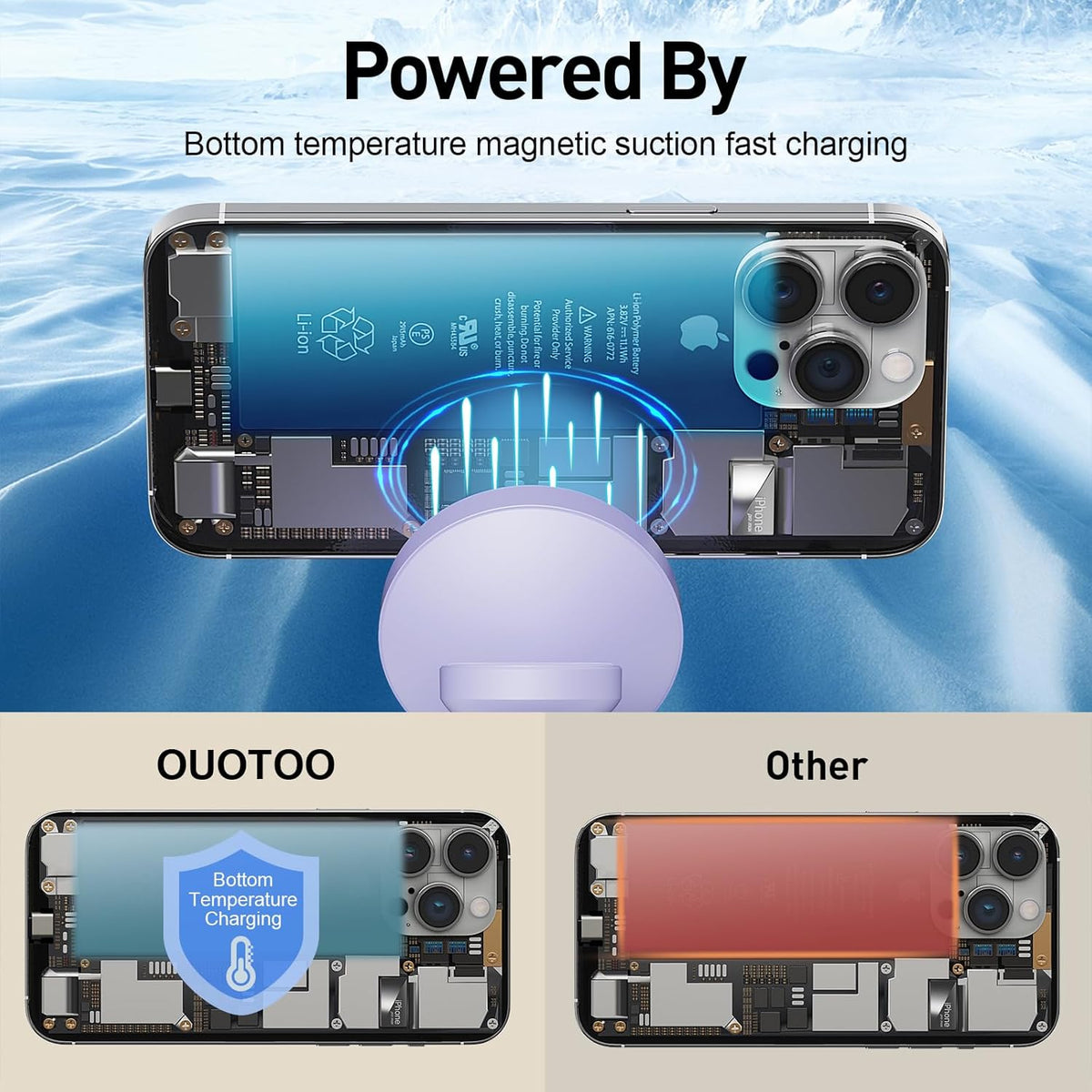 【Adjustable Blue Ambient Light】 Wireless Charger 3 in 1 for iPhone, Magnetic Charging Station for Apple Family,15W Fast MagSafe Charger Stand,for iPhone17-12-iWatch AirPods Series