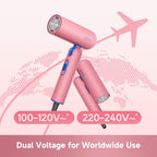 Dreame Pocket Cake Dual Voltage Hair Dryer with Diffuser, Travel Blow Dryer