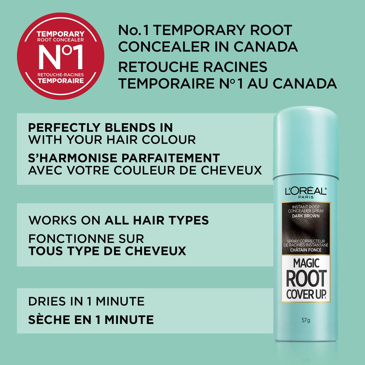 L'Oreal Paris Magic Root Gray Hair Cover Up, Medium Brown, 2 oz, 2 Count