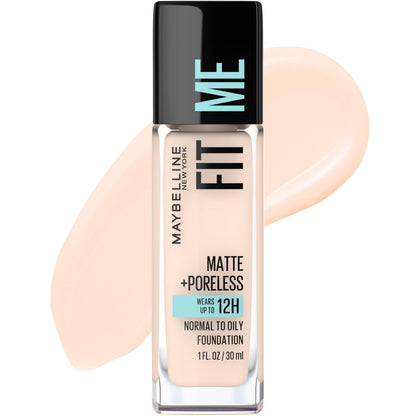 Maybelline Fit Me Matte + Poreless Liquid Oil-Free Foundation Makeup, Sun Beige, 1 Count (Packaging May Vary)