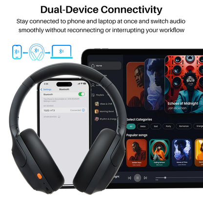 TOZO HT3 Hybrid Noise Cancelling Wireless Headphones, 90H Over Ear Headset