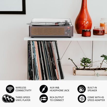 Seasonlife® Record Player for Vinyl Turntable with Speakers,Pale Purple