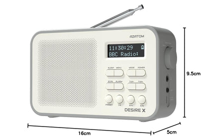 DAB/DAB+ & FM Portable Digital Radio | Simple Controls | Dual Alarms & Sleep Timer | Battery & Mains Powered (4x”AA”) | Bluetooth | Perfect for Home, Office or Outdoors | AZATOM Desire X2 (Black)