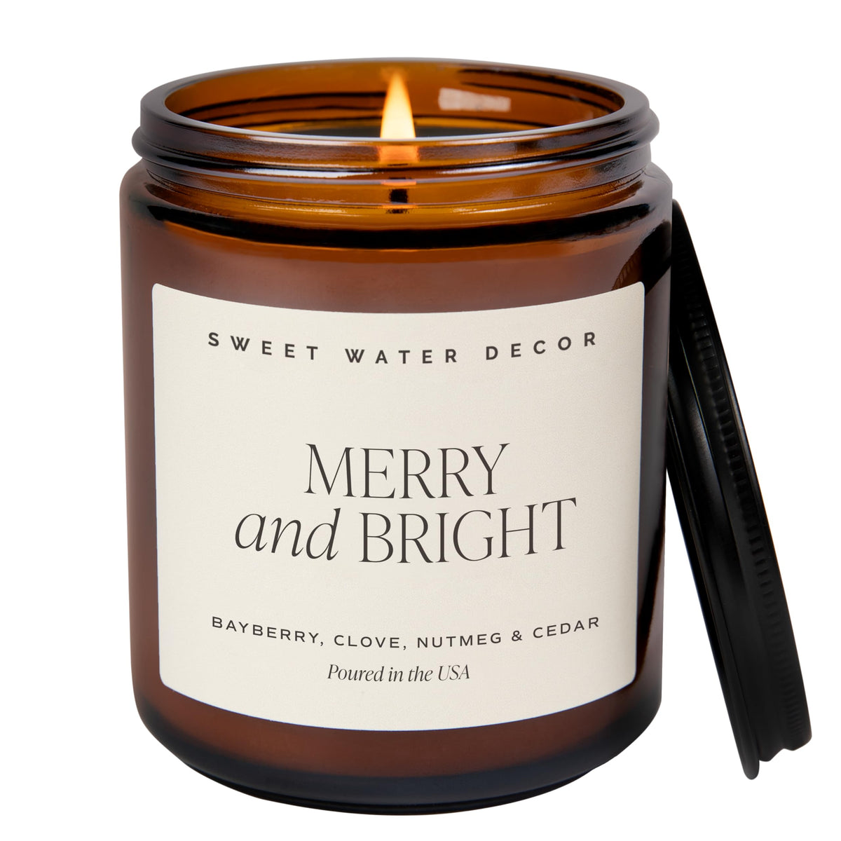 Sweet Water Decor Fraser Fir Candle, 9oz Amber Glass Jar, Winter Scent