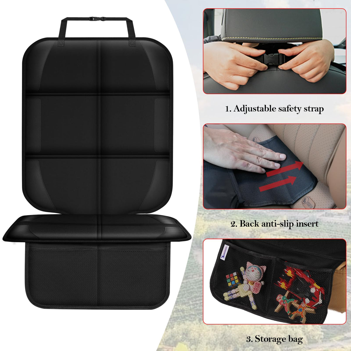 Meolsaek Car Seat Protector for Child Car Seat，Non-Slip Backing No Imprints