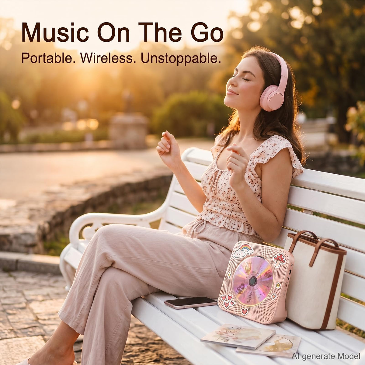 Gueray CD Player Portable Bluetooth Desktop CD Player for Home (Black)