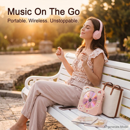 Gueray CD Player Portable Bluetooth Desktop CD Player for Home (Black)