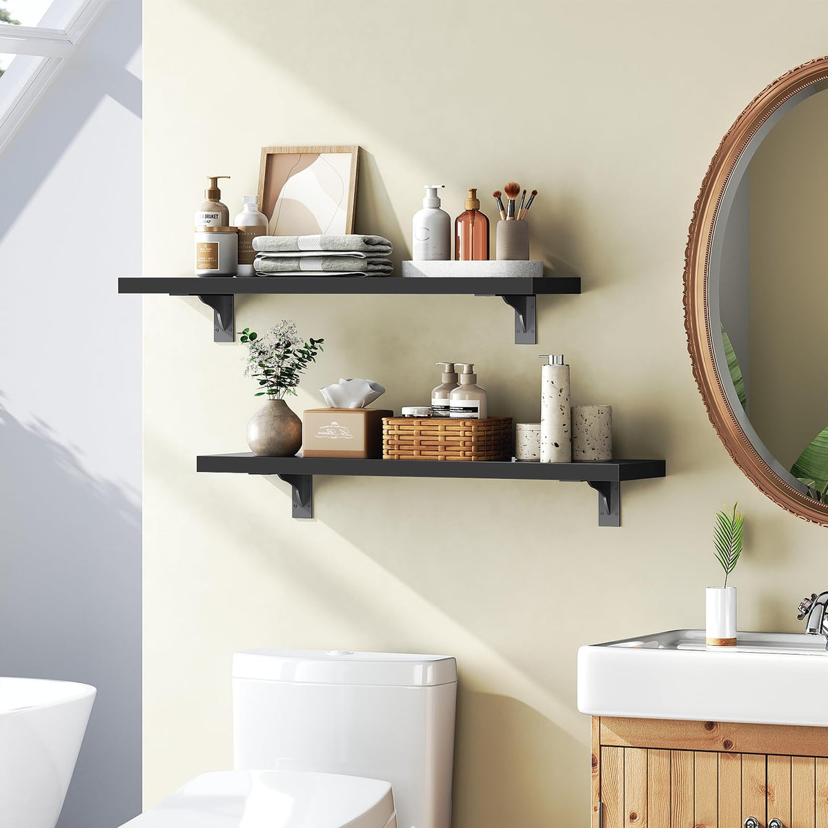 HOOBRO Floating Shelves for Wall, 15.7" Wall Mounted Shelves Set of 2