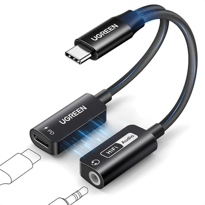 UGREEN Magnetic 2 in 1 USB C to 3.5mm Audio Adapter and Charger, Black