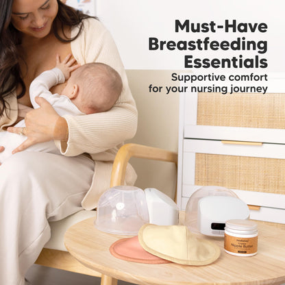 Organic Nursing Pads, 14 Washable Breast Pads,Wash Bag (Neutrals, XL 5.6")